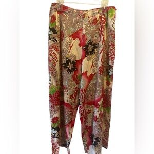 Globe Trotter clothing of Bali colorful floral wide leg pull on pants